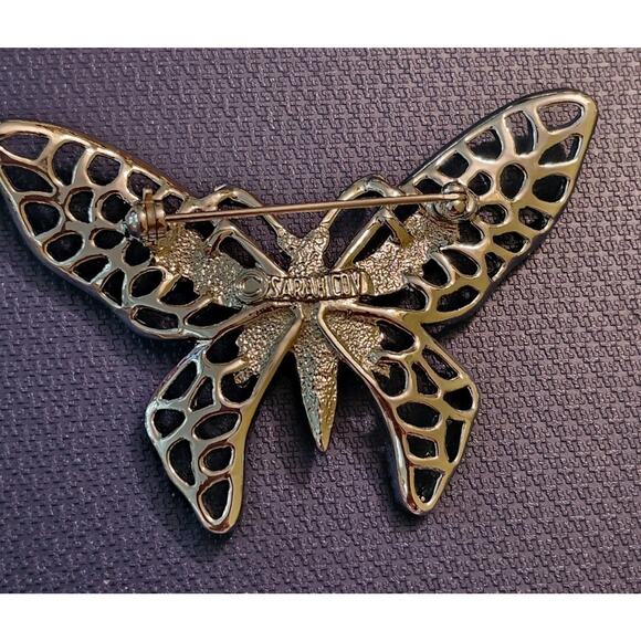 Sarah Coventry Silvertoned Shiny Butterfly Textured Pin Brooch Vintage - Picture 4 of 7